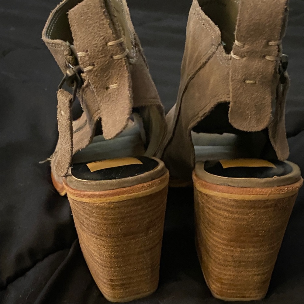 Dolce Vita Brown Peep-Toe Heeled Boots - Picture 3 of 3